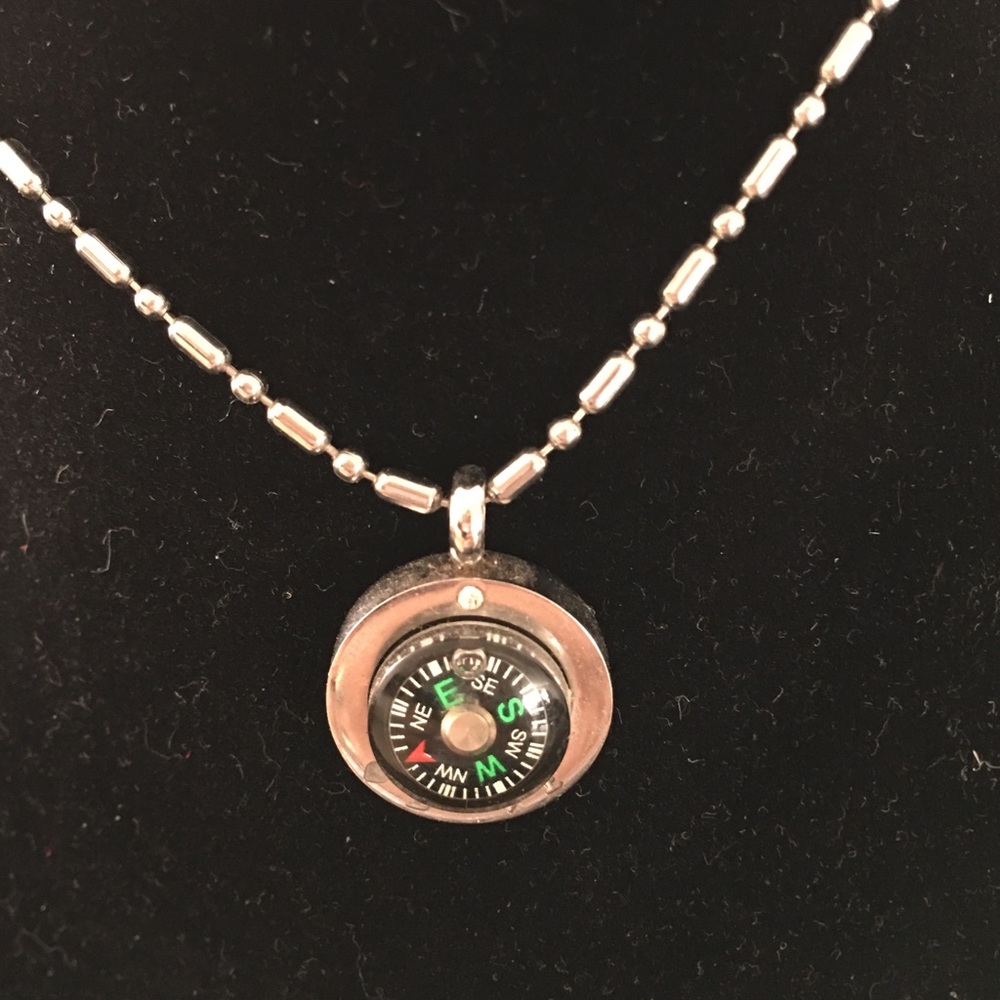Compas necklace, stainless steel